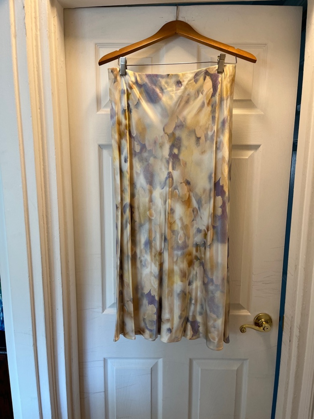 Rails Anya Satin Floral Midi Skirt - Cream, Lavender & Gold Wash